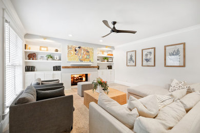 Example of a beach style living room design in Charleston