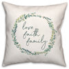 Love Faith Family Eucalyptus Wreath 18x18 Spun Poly Pillow