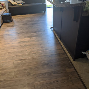 Laminate Installation Over Tile to Extend Our Customers Livingroom