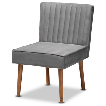 Venera Mid-Century Modern Dining Collection, Gray/Walnut Brown, Dining Chair