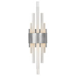 Fredrick Ramond - Fredrick Ramond FR46102 Trinity 2 Light 22" Tall LED Wall Sconce - Polished - This stunning silhouette suggests rows of candles burning at different rates as in days of old, yet Trinity is modern in every aspect. Each frosted glass column is evenly lit with integrated LED, producing multiple points of light in undulating fashion along the Polished Nickel or Heritage Brass frame. The effect is breathtaking, unexpected and completely spectacular. Features Constructed from steel Includes: frosted glass shades Integrated LED lighting Dimmable UL Rated for dry locations Meets California Title 24 energy standards ADA compliant Dimensions Height: 22" Width: 5-1/2" Extension: 4" Top-to-Outlet: 11" Product Weight: 8 lbs Backplate Height: 5-1/2" Backplate Width: 5-1/2" Electrical Specifications Lumens: 900 Color Temperature: 3000K Color Rendering Index (CRI): 92 LED Lifespan: 40,000 hours Wattage: 12 watts Number of Light Sources: 12 Warranty Materials and Workmanship: 2 years Integrated LED Components: Residential Use: 5 years Commercial Use: 3 years