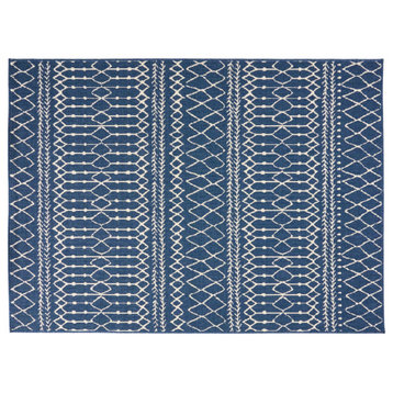 Cooney Indoor/Outdoor Area Rug, Blue and Ivory, 84Wx63Dx0.16H