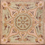 Mozaico - Artisan Stone Mosaic Panel, Rain, 24"x24" - Let the Rain artisan stone mosaic panel bring your unique style to your home. It features a unique parasol center with curlicues in pink and rose. Unlike manufactured tiles each natural marble stone panel is hand cut so wall and floor tile projects get a custom look to enjoy for years.