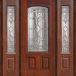 Prehung Sidelites Door 80 Fiberglass Marsala 2 Panel Arch Lite Glass - Front Doors
