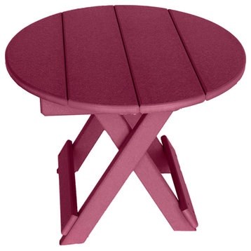 Phat Tommy Round Folding Side Table, Dark Red