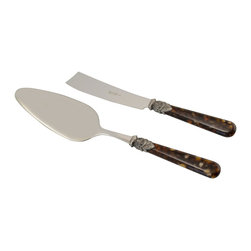 Arvind Group - Napoleon Cake Servers, Set of 2, Tortoise - Serving Utensils