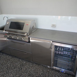Outdoor Kitchens with Polished Concrete Benchtops & Stainless Steel Doors - Outdoor Products