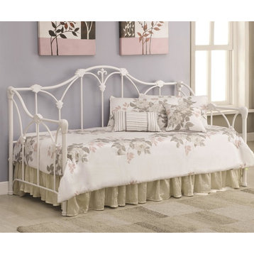 Coaster Halladay Traditional Twin Metal Daybed with Floral Frame in White