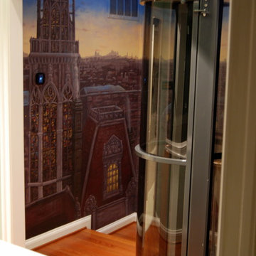 Paris Panorama 360 degree Mural hand painted throughout a 17 foot stairway