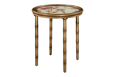 Sterling Industries Vivian 20x19 Oval Accent Table, Gold, White