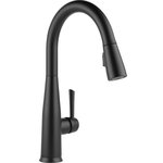 Delta - Delta Essa Single Handle Pull-Down Kitchen Faucet With Touch2O Technology, Matte - Touch it on. Touch it off. Whether you have two full hands or 10 messy fingers, Delta Touch2O Technology helps keep your faucet clean, even when your hands aren�t. A simple touch anywhere on the spout or handle with your wrist or forearm activates the flow of water at the temperature where your handle is set. The Delta TempSense LED light changes color to alert you to the water�s temperature and eliminate any possible surprises or discomfort. Delta MagnaTite Docking uses a powerful integrated magnet to pull your faucet spray wand precisely into place and hold it there so it stays docked when not in use. Delta faucets with DIAMOND Seal Technology perform like new for life with a patented design which reduces leak points, is less hassle to install and lasts twice as long as the industry standard*. Kitchen faucets with Touch-Clean  Spray Holes  allow you to easily wipe away calcium and lime build-up with the touch of a finger. You can install with confidence, knowing that Delta faucets are backed by our Lifetime Limited Warranty. Electronic parts are backed by our 5-year electronic parts warranty.  *Industry standard is based on ASME A112.18.1 of 500,000 cycles.