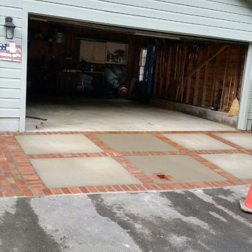 Mountain brook concrete apron inlaid with brick
