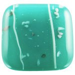 Glass Storm Studios - Jade Handmade Knob - Knobs measure approximately 1.25" square and pulls measure approximately .75" x 4.25" with a 3" center to center. Hardware has a brushed nickel finish and uses a standard 8-32 screw.