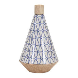 Ripley White and Blue 1-Piece Wide Vase - Vases