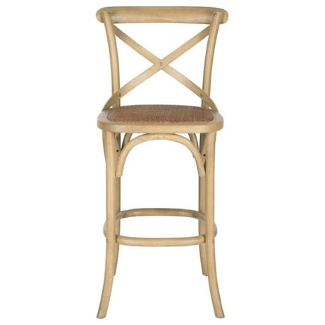 Safavieh Franklin Oak Wood Barstool in Weathered Oak