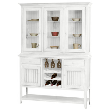 Coastal Dining Hutch and Buffet with Wine Rack, Persimmon Red