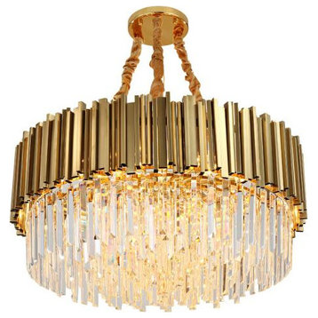 Gio Gold Plated Crystal Chandelier, Diameter 32"
