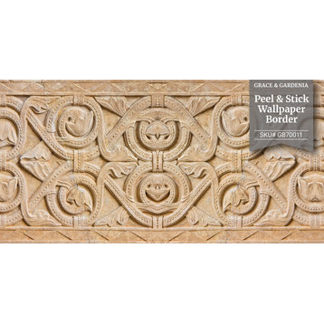 GB70011 Ornamental Stone Peel & Stick Wallpaper Border 10in Height x 15ft Long