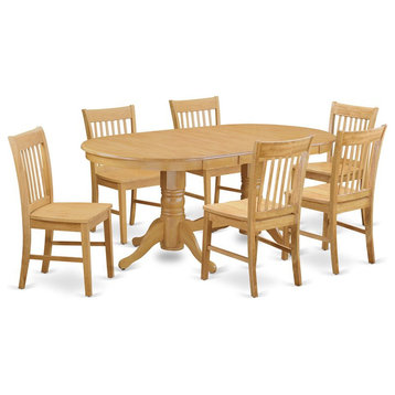 East West Furniture Vancouver 7-piece Wood Table and Dining Chair Set in Oak