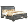 Bowery Hill Transitional Wood King Storage Platform Bed in Gray