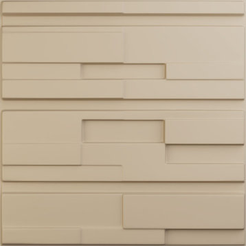 Offset Brick EnduraWall 3D Wall Panel, 19.625"Wx19.625"H, Smokey Beige