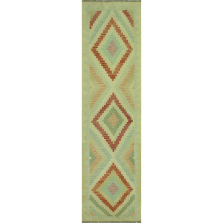 Sun Faded Flatweave Cristoba Gold/Lt. Green Runner, 2'8 x 9'10