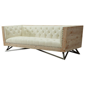 Regis Cream Sofa With Pine Frame and Gunmetal Legs