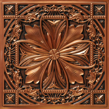 Milan Faux Tin Ceiling Tile - 24 in x 24 in, Pack of 10, #DCT 10, Aged Copper