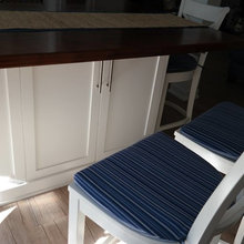 Cozy Cottage Kitchen w Walnut Island w Storage