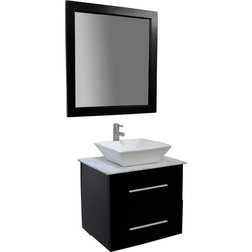 Modern Bathroom Vanities And Sink Consoles Amanda Vanity, With Marble Vanity Top, Espresso, 24"