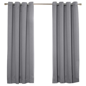 Silver Grommet Top Solid Thermal Insulated Blackout Curtain, Gray, 63"