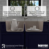 Karran Drop-in Quartz 33" 1-Hole 50/50 Double Bowl Kitchen Sink, Concrete
