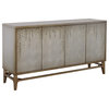 Lylah Transitional Dreamscape Gold Four Door Credenza With Silverleaf Finish