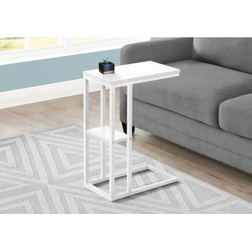 Accent Table 25"H, White, White Metal