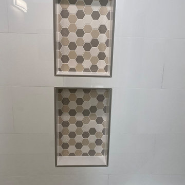 Modern Los Angeles Master Bathroom Remodel with Hexagon Mosaic Shower