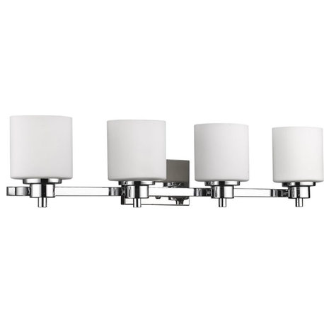 CHLOE Solbi 4 Light Chrome Bath Vanity Wall Fixture White Alabaster Glass 33"