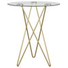 Zoey Round Side Table, Clear Tempered Glass With Matte Brushed Gold Base