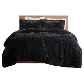 100% Polyester Solid Shaggy Fur Duvet Cover Set