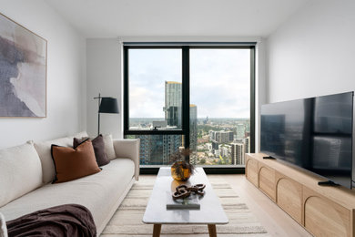 Design ideas for a contemporary living room in Melbourne.