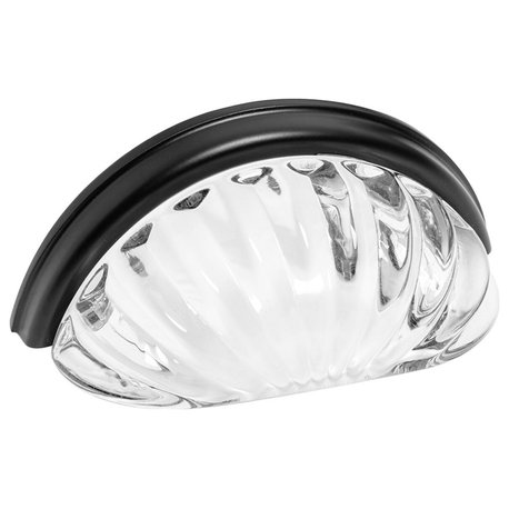 Cosmas 6381FB-C Flat Black with Clear Glass Cabinet Cup Pull