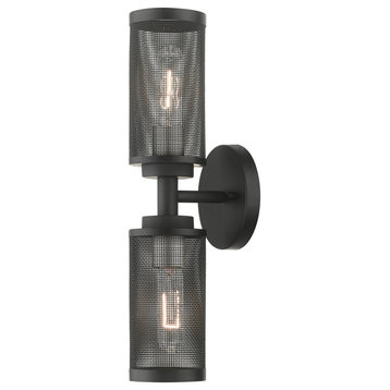Livex Lighting Industro 2 Light Black With Brushed Nickel Accents Double Sconce