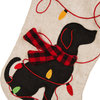 21" LED Embroidered Linen Christmas Stocking, Dog