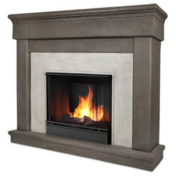 Transitional Indoor Fireplaces Cascade Dune Stone Gel Fuel Firebox & Mantel