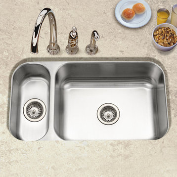 Houzer EHD-3118-1 Elite Series Undermount Stainless Steel 70/30 Double Bowl Sink