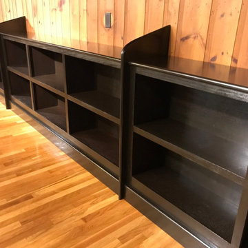 Bookcases along a hallway in Lincoln, MA