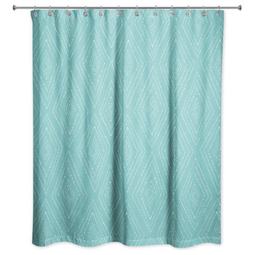 Teal Tribal Diamond 71x74 Shower Curtain