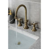 KS2983BEX Widespread Bathroom Faucet With Brass Pop-Up, Antique Brass