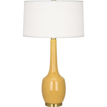 Robert Abbey Delilah 1 Light Table Lamp, Antique Brass/Sunset Yellow - SU701