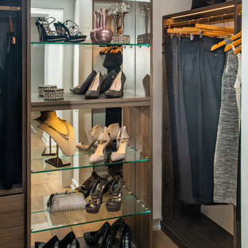 Master Bedroom Galley Closet Display Shelves