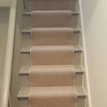 White Carpet Installation to Stairs